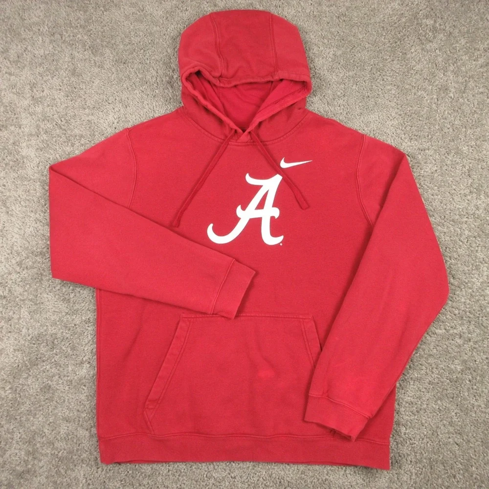 Alabama Crimson Tide Sweater Mens Large Red Hoodie Sweatshirt Nike Fleece NCAA